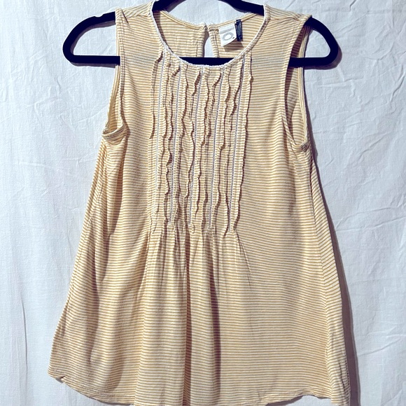 Anthro Akemi + Kin Yellow White Striped Linen Boho Sz XS Tank Top - Picture 2 of 7